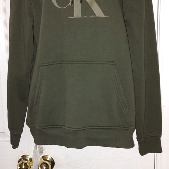 Calvin Klein Jeans Olive Army Green Hoodie Sweatshirt Sz M - Picture 3 of 5